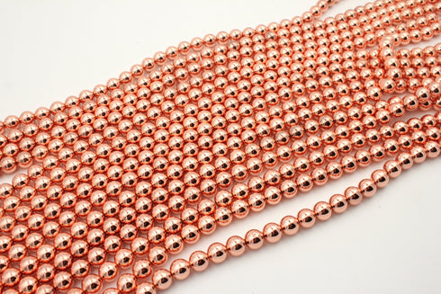 Rose Gold Hematite Gemstone Beads, 6mm, Round